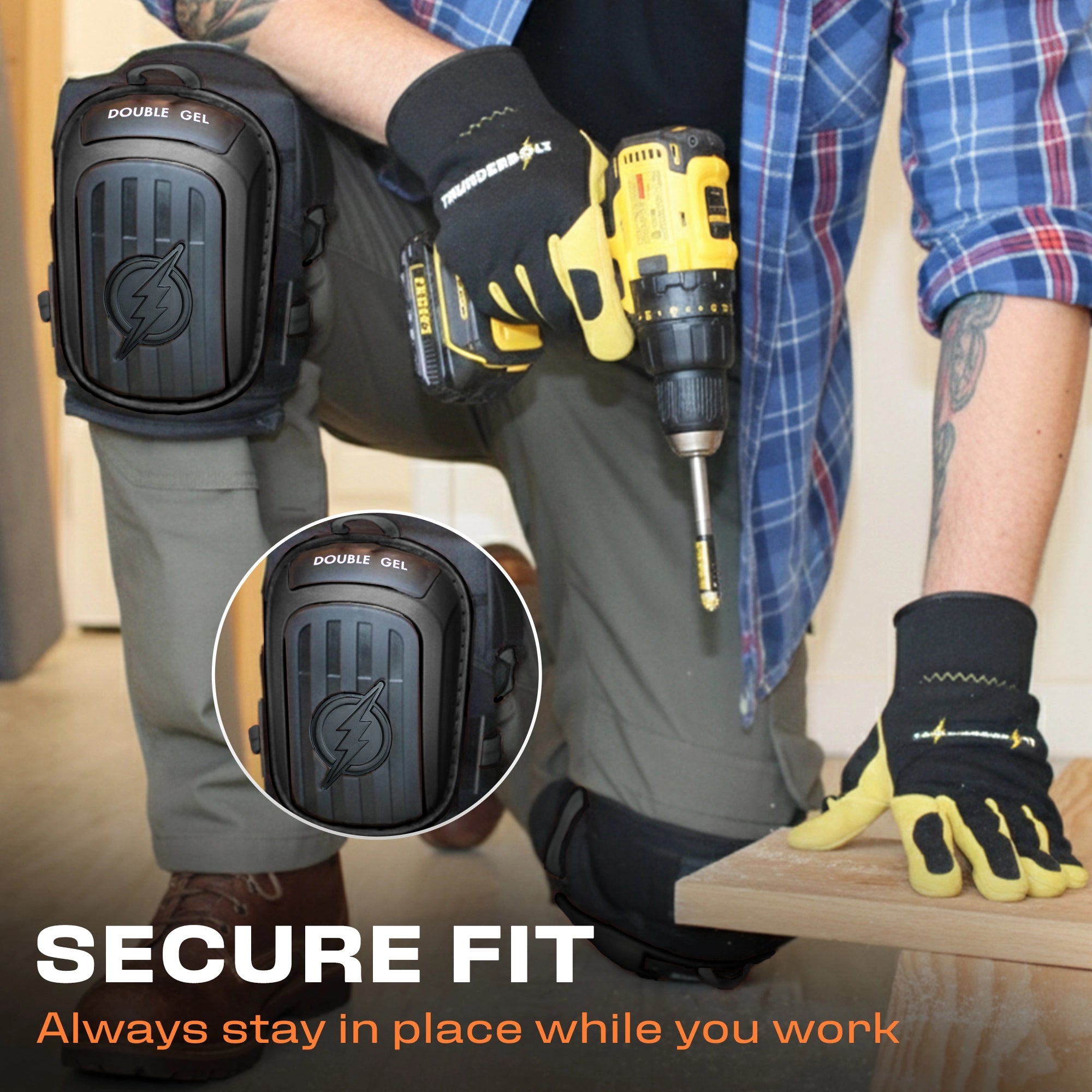 Upgraded Platinum Black Working Knee Pads