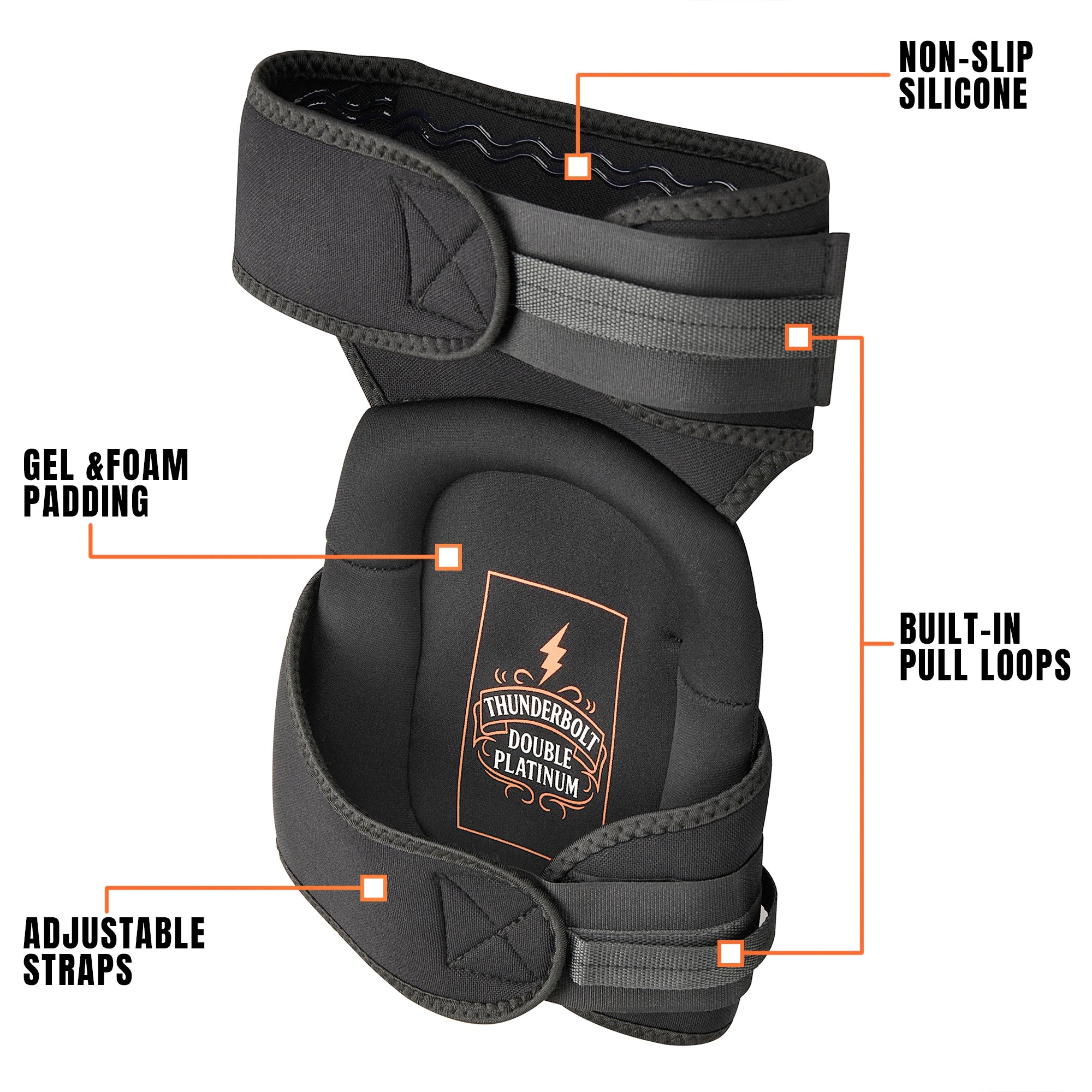 Upgraded Platinum Black Working Knee Pads