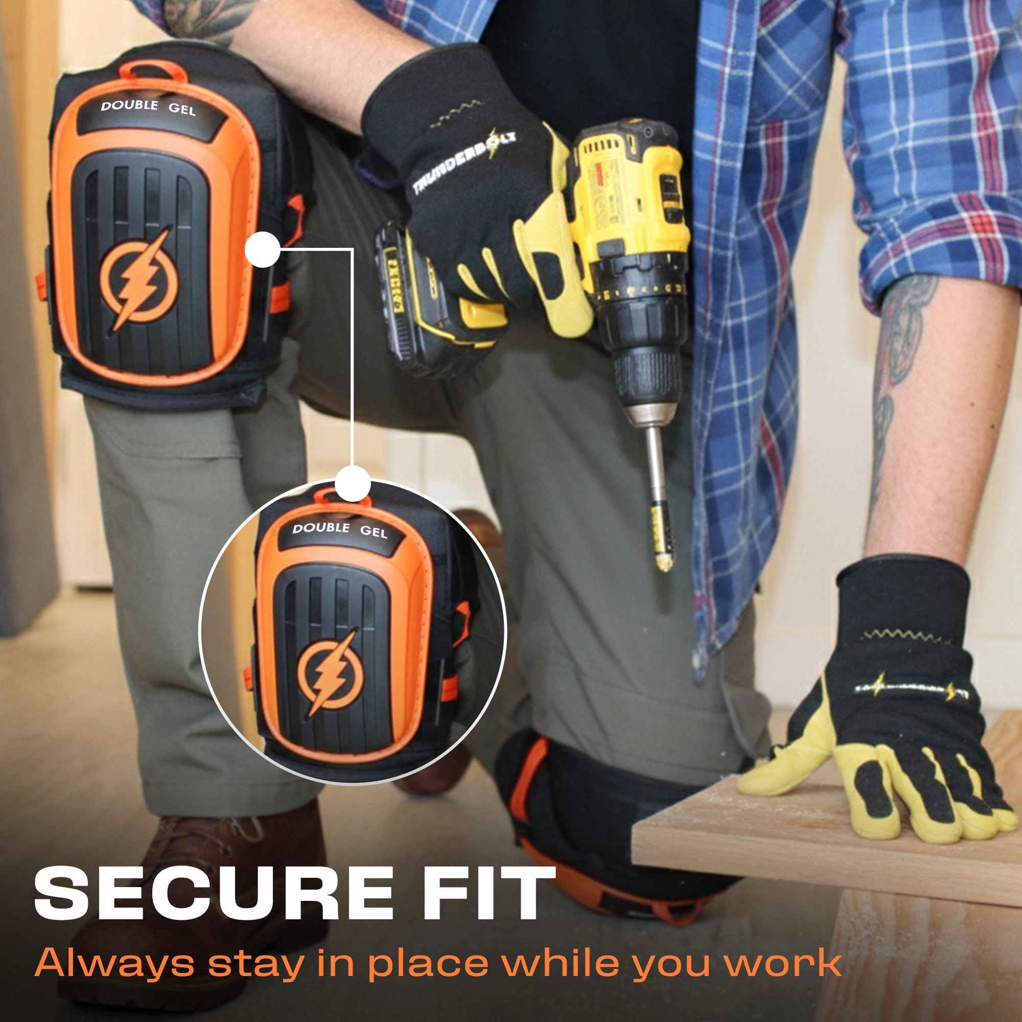 Upgraded Platinum Orange Working Knee Pads