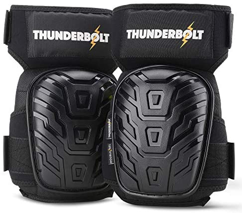 THUNDERBOLT Knee Pads for Work, Construction, Flooring, Gardening, Cleaning, with Double Gel, Thick Foam Cushion and Strong Adjustable Non-Slip Straps