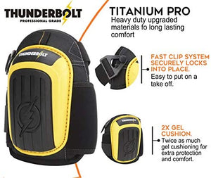 Knee Pads for Work by Thunderbolt for Construction, Flooring, Gardening, Cleaning with Double Gel Cushion and Strong Adjustable Straps