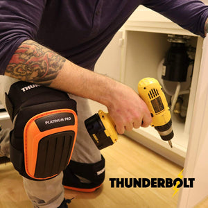 THUNDERBOLT Professional Knee Pads for Work, Construction, Flooring, Gardening, Cleaning, with Double Gel