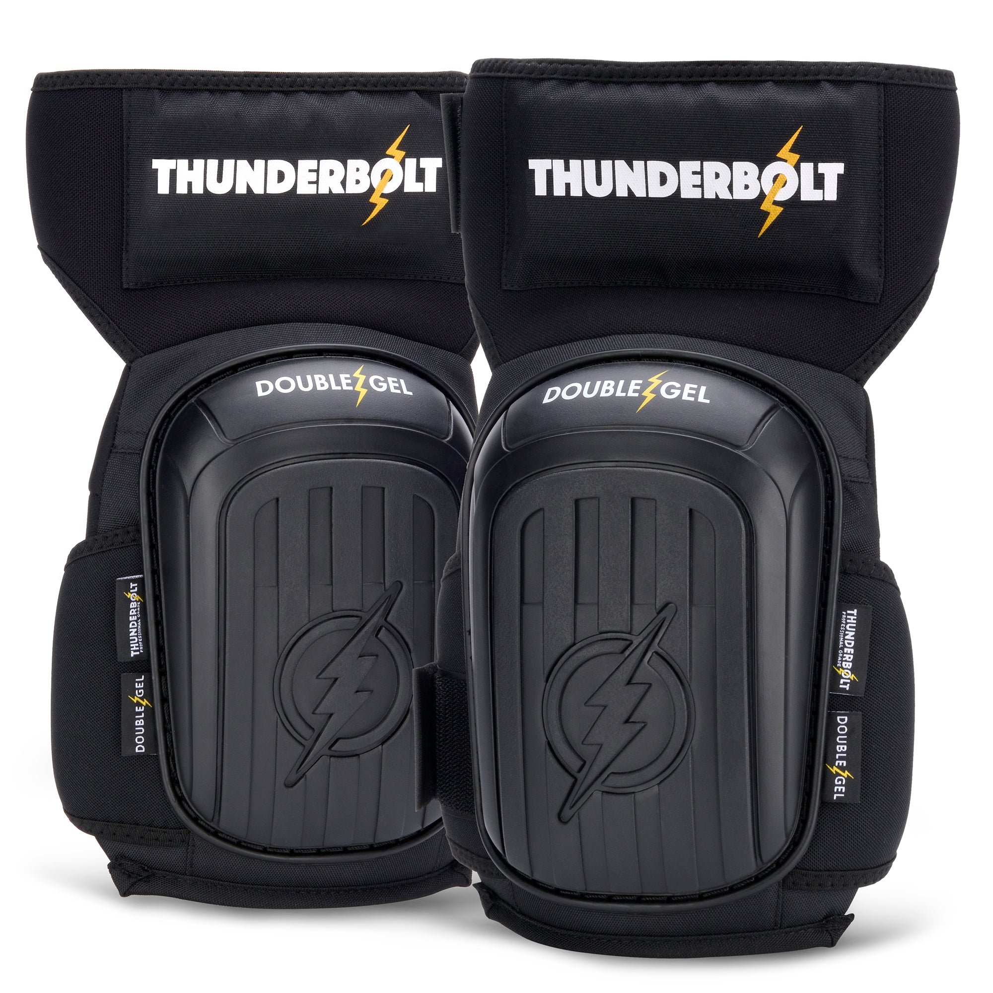 THUNDERBOLT Professional Knee Pads for Work, Construction, Flooring, Gardening, Cleaning, with Double Gel